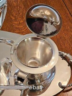 Service à café et à thé en argent Royal Hickman 3 Crowns Ingrid avec plateau