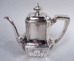 Service à café et thé Tiffany gravé Hampton 18389A 19289A en argent sterling américain