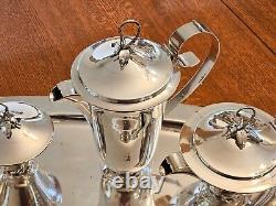 Service à café et thé en argent Royal Hickman 3 Crowns Ingrid avec plateau