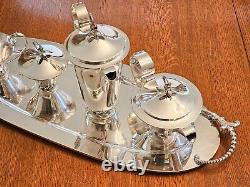 Service à café et thé en argent Royal Hickman 3 Crowns Ingrid avec plateau