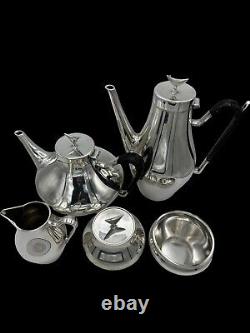 Service à café et thé en argent plaqué Reed & Barton Denmark, designer John Prip, MCM 5 pièces
