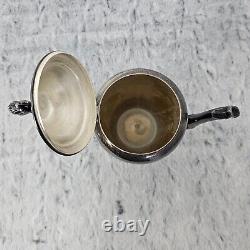 Service à café et thé en argent plaqué Vintage Eton avec plateau, 4 pièces, sucrier et crémier. Bon état.