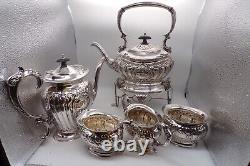 Service à café et thé en plaqué argent de la Antique Shrewsbury Silver Co Sheffield England 5 pièces