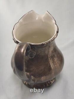 Service à café/thé antique WMF en argent sur porcelaine, théière sucrier et crémier Allemagne