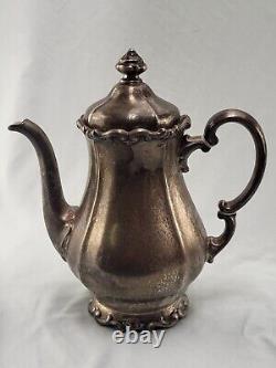 Service à café/thé antique WMF en argent sur porcelaine, théière sucrier et crémier Allemagne