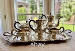 Service à thé Vintage OLD ENGLISH Marlboro en métal argenté avec plateau 6 pièces