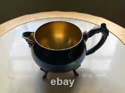Service à thé en argent Oneida Silverplate, ensemble antique de 2 pots, sucrier, crémier et plateau