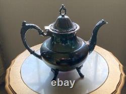 Service à thé en argent plaqué Oneida Antique Set 2 théières, sucrier, crémier, plateau Menthe