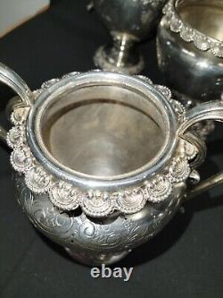 Service à thé en argent plaqué anglais 1877 / 6 pièces surdimensionnées / Sheffield Silver 5224