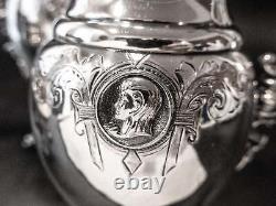 Service à thé en argent plaqué antique avec médaillon cameo 1866