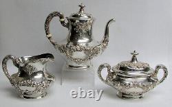 Service à thé en argent sterling Gorham Buttercup en 3 pièces #a2344