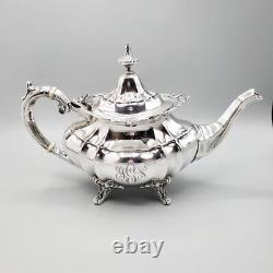 Service à thé en argent sterling Reed & Barton Hampton Court de 5 pièces avec motif de feuille d'acanthe de 1941