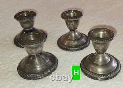 Service à thé en argent vintage, salière/poivrière, 4 bougeoirs, plateaux divers. 12 pièces