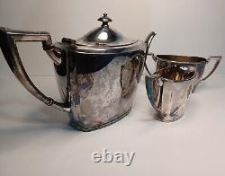 Service à thé en métal argenté Art Déco (1923) de 3 pièces : théière, crémier et sucrier
