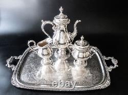 Service à thé en métal argenté vintage avec plateau St. James EG Webster.