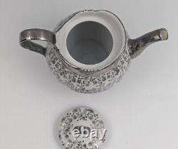 Service à thé en porcelaine blanche et argent floral Bavaria Schirnding Pot à thé Crémier Sucrier Tasses Soucoupes