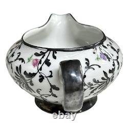 Service à thé en porcelaine de Bohême pour 6 personnes avec incrustation en argent sterling de style Art Nouveau, comprenant 23 pièces en excellent état.