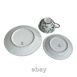 Service à thé en porcelaine de Bohême pour 6 personnes avec incrustation en argent sterling de style Art Nouveau, comprenant 23 pièces en excellent état.