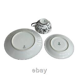 Service à thé en porcelaine de Bohême pour 6 personnes avec incrustation en argent sterling de style Art Nouveau, comprenant 23 pièces en excellent état.