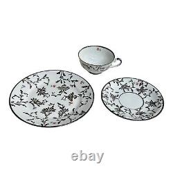 Service à thé en porcelaine de Bohême pour 6 personnes avec incrustation en argent sterling de style Art Nouveau, comprenant 23 pièces en excellent état.