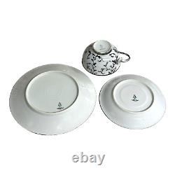 Service à thé en porcelaine de Bohême pour 6 personnes avec incrustation en argent sterling de style Art Nouveau, comprenant 23 pièces en excellent état.