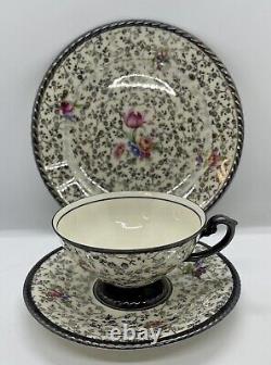 Service à thé en porcelaine marqué Rudolf Wachter Silver avec des fleurs pour 6 personnes évalué à 250,00€.