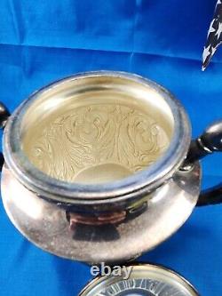 Service à thé et à café en argent plaqué antique, 6 pièces, fabriqué en Espagne, estampillé mtl. Ptdo.