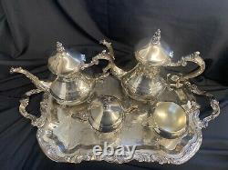 Service à thé et à café en métal argenté vintage Lady Margaret FB Rogers, ensemble de 5 pièces