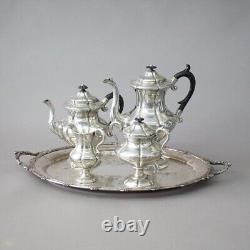 Service à thé et café en argent plaqué de style victorien antique de Reed & Barton avec plateau, vers 1900