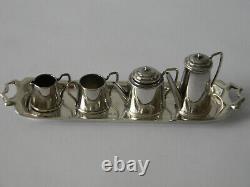 Service à thé miniature en argent sterling anglais de 1971 William A Humphries pour maison de poupée