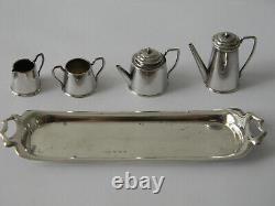 Service à thé miniature en argent sterling anglais de 1971 William A Humphries pour maison de poupée