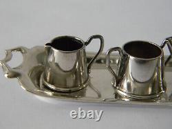 Service à thé miniature en argent sterling anglais de 1971 William A Humphries pour maison de poupée