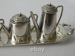 Service à thé miniature en argent sterling anglais de 1971 William A Humphries pour maison de poupée