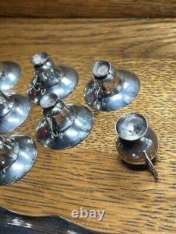 Service à thé miniature en argent sterling antique pour 6 tasses et soucoupes