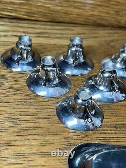 Service à thé miniature en argent sterling antique pour 6 tasses et soucoupes