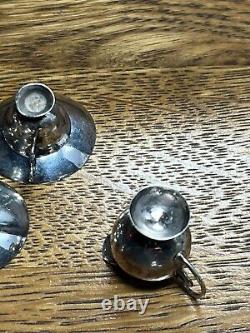 Service à thé miniature en argent sterling antique pour 6 tasses et soucoupes