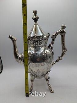 Service à thé vintage WILCOX Silverplate Co avec 4 cafetières gravées à feuilles d'érable et pot à lait