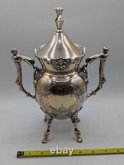 Service à thé vintage WILCOX Silverplate Co avec 4 cafetières gravées à feuilles d'érable et pot à lait