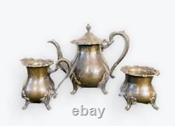 Service de café et de thé en argent plaqué Vintage W & S Blackinton Un ensemble de trois pièces