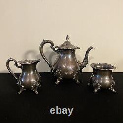 Service de café et de thé en argent plaqué Vintage W & S Blackinton Un ensemble de trois pièces