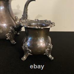 Service de café et de thé en argent plaqué Vintage W & S Blackinton Un ensemble de trois pièces