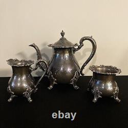 Service de café et de thé en argent plaqué Vintage W & S Blackinton Un ensemble de trois pièces