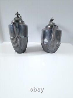 Service de thé antique en argent Walker & Hall Sheffield 2 et plat Angleterre 1890-1910