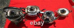 Sheffield Silver Plate Tea/coffee Set Withrare Teakettle & Stand (5 -piece Set)