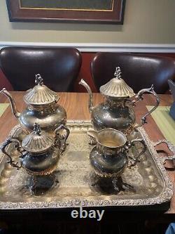 Silver Birmingham Company Silver On Copper Tea Cafe Set