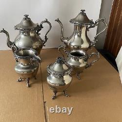 Silver Tea Set Service Baroque Goldfeder Vintage Ancien Service De Café À Pieds