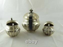 Smart Antique Victorian Solid Sterling Silver Bacheliers Tea Set Chester 1900