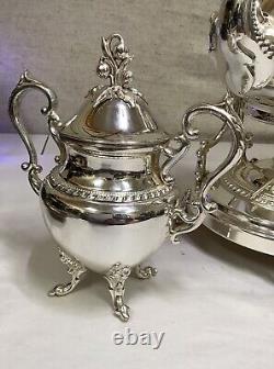 Société d'argent de Birmingham. Service à café et à thé flottant en argent plaqué 3 pièces de collection vintage