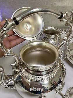 Société d'argent de Birmingham. Service à café et à thé flottant en argent plaqué 3 pièces de collection vintage