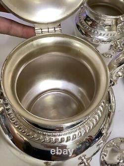 Société d'argent de Birmingham. Service à café et à thé flottant en argent plaqué 3 pièces de collection vintage